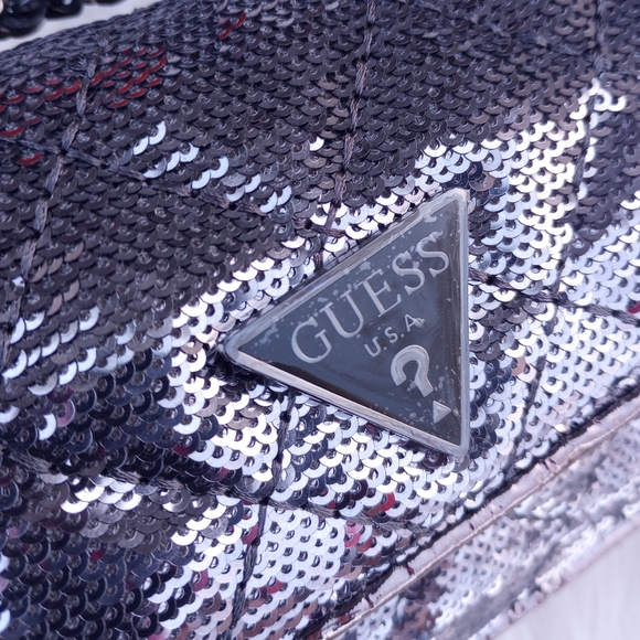 Guess Sequin Pewter Mini Cessily Crossbody Bag - Picture 5 of 16